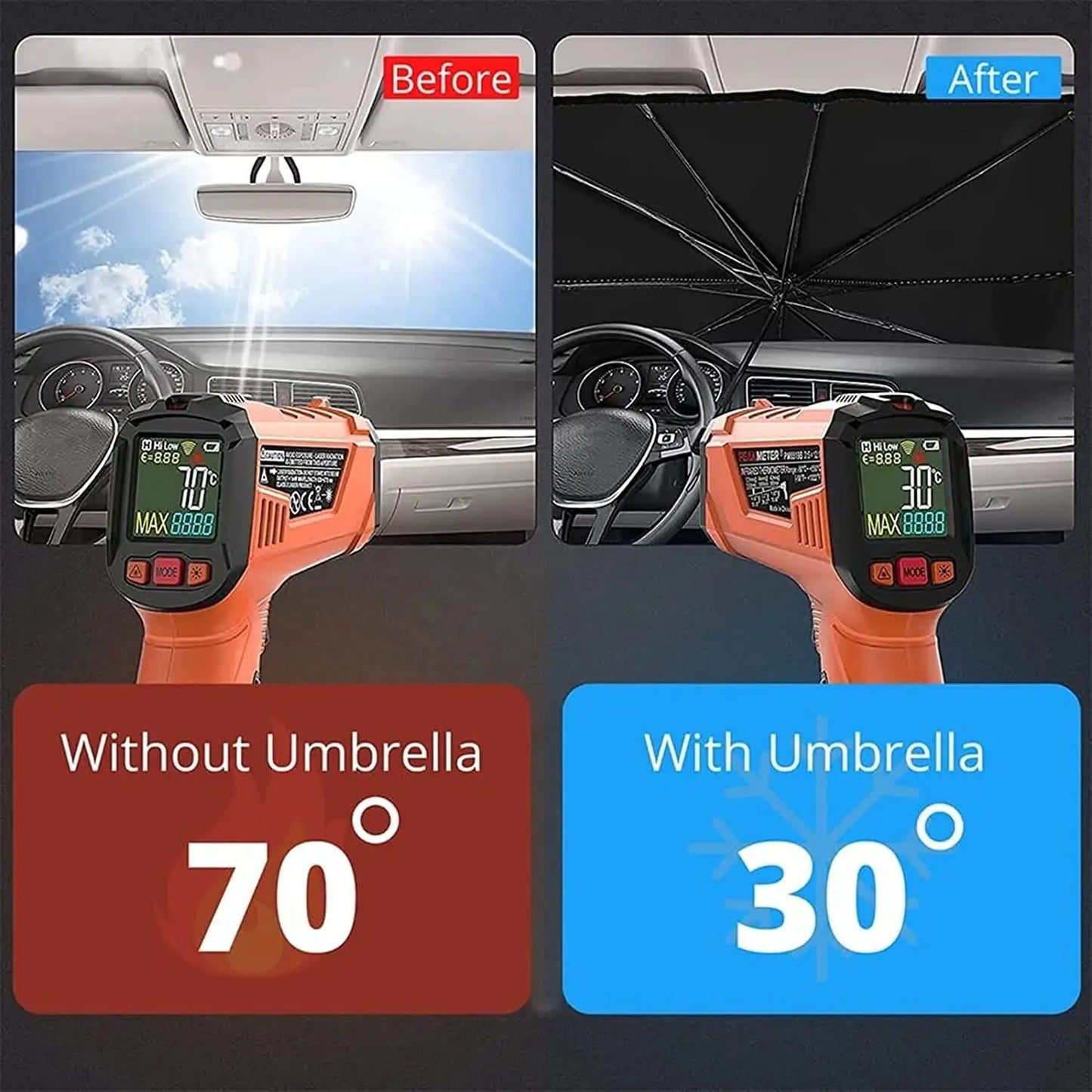 Parasol plegable para parabrisas de coche de 51"