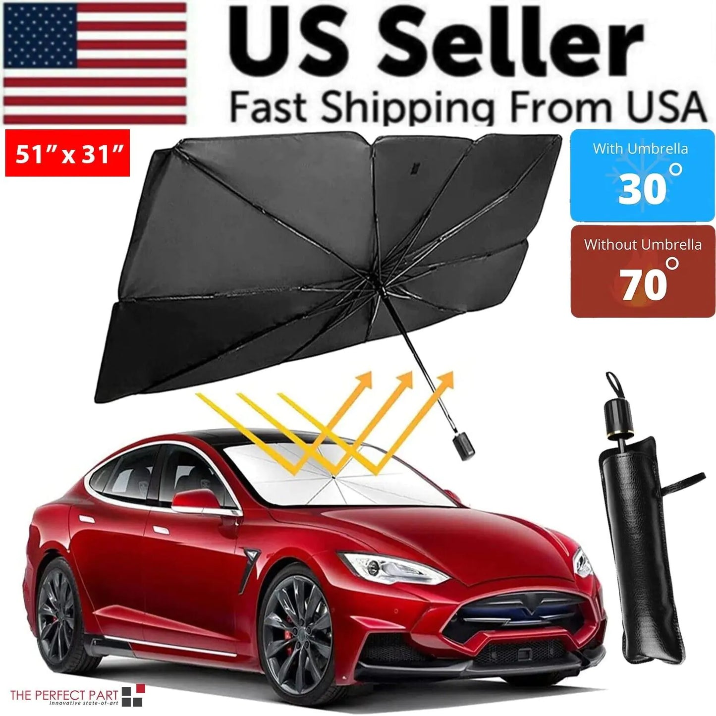 Parasol plegable para parabrisas de coche de 51"