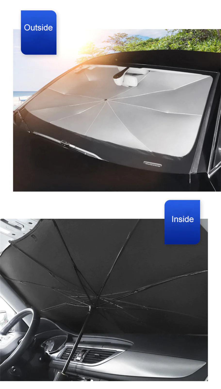 Parasol plegable para parabrisas de coche de 51"